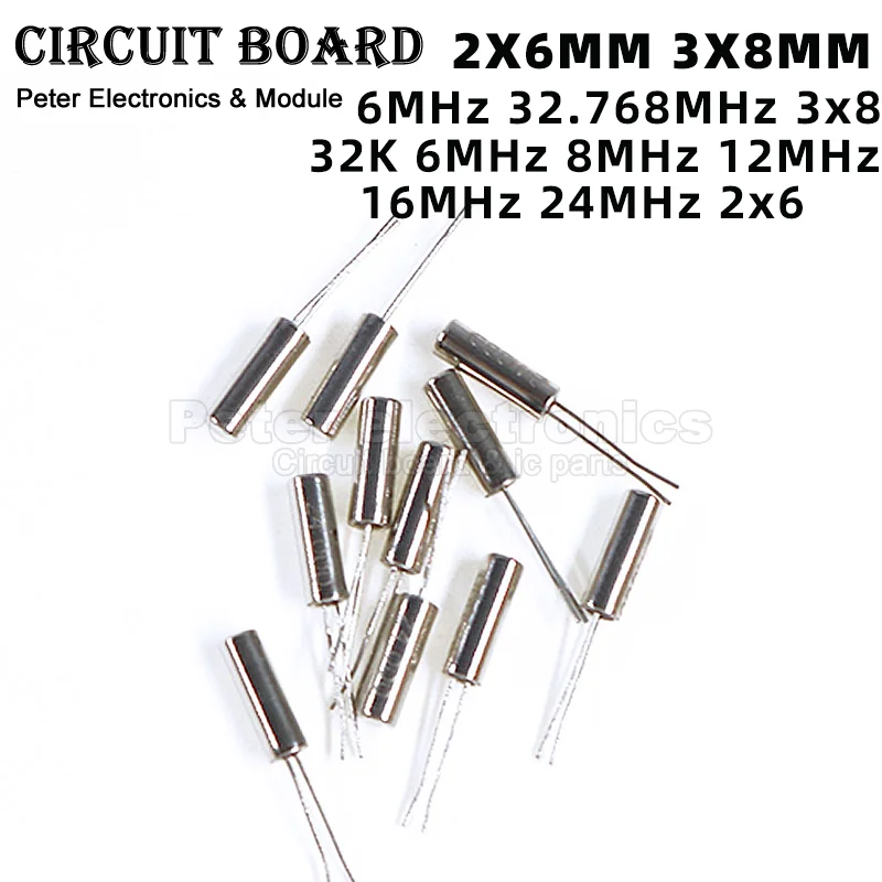 10pcs 2*6MM 3*8MM Oscillator Quartz Crystal Cylinder 32KMHz 32.768MHz 6MHz 8MHz 12MHz 16MHz 24MHz Frequency Resonator 2x6 3x8