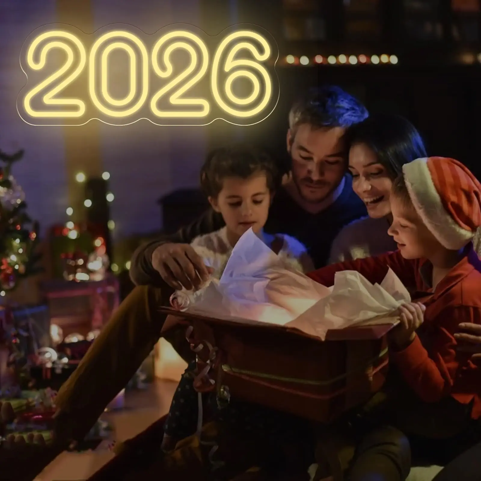 2026 النيون ضوء LED رقم السنة جدار تسجيل لحفلة السنة الجديدة ، زينة عيد الميلاد ، الاحتفال بالتخرج ، ديكور الغرفة الحديثة #5