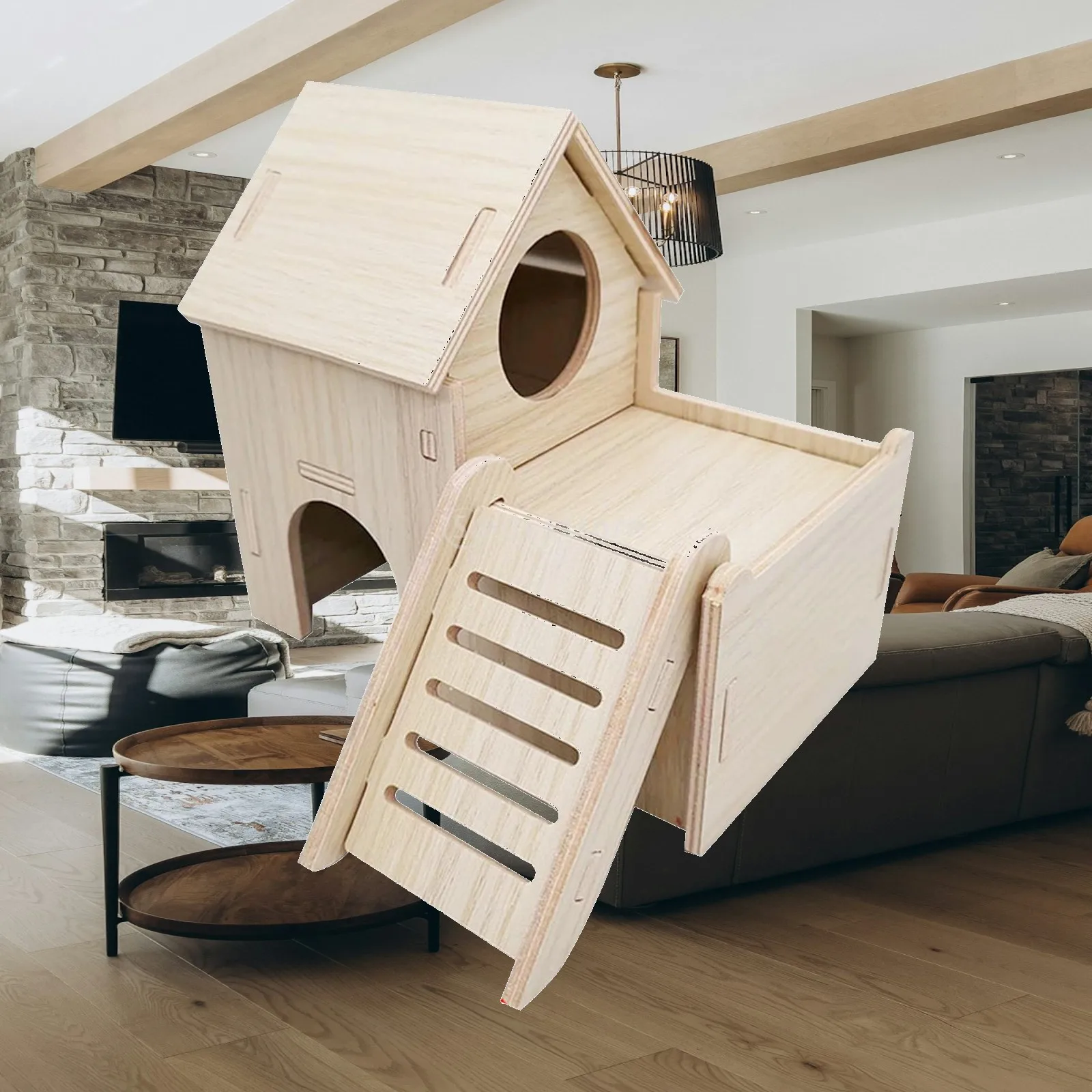 Hamster House Nesting Villa Exercise Toy Peep Shed Activity Platform Exploring Toys Playground Cage for Rat Hamster Guinea Pig