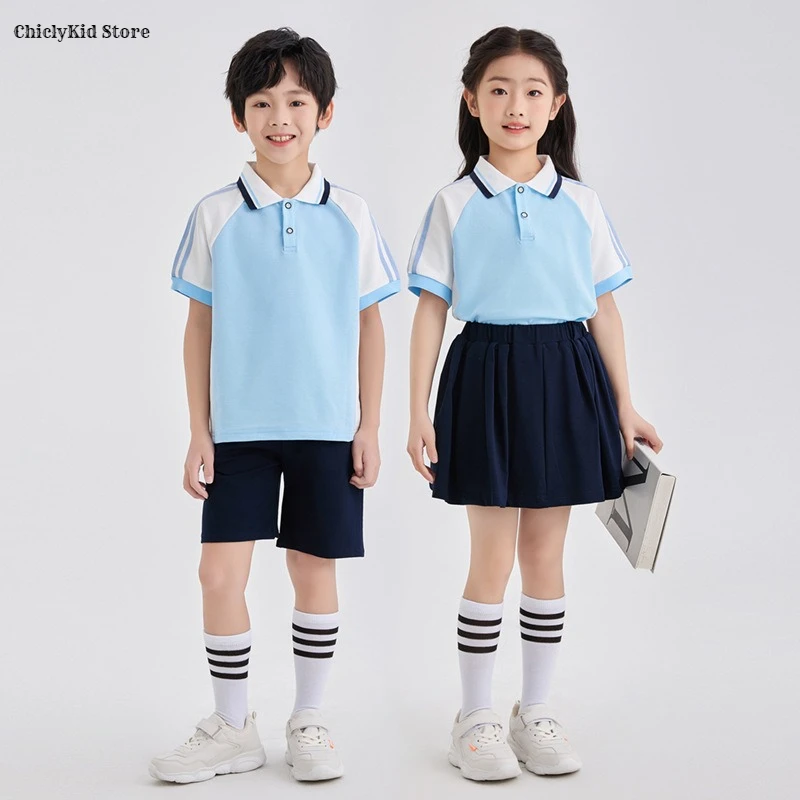 

Kids School Uniform Girls Colorant Sport Jacket Polo Shirt Pants Boys Outfits Child Skirt Shorts Sets Toddler Students Clothes