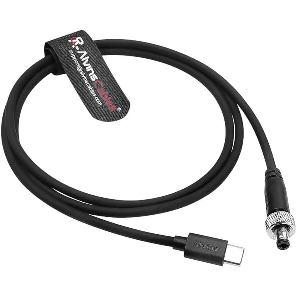 Alvin's Cables PD Type-C to Locking DC 5.5×2.5mm Fast Charging Power Cable for Atomos Ninja V, SmallHD 702 Touch Monitor 1M/39.4