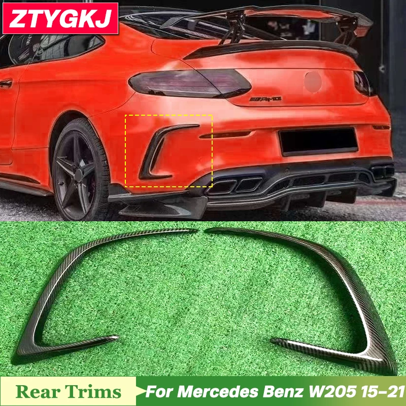 

2 шт., высококачественные накладки на задний бампер из углеродного волокна, украшение вентиляционных отверстий для Mercedes Benz W205, тюнинг 2015-2021