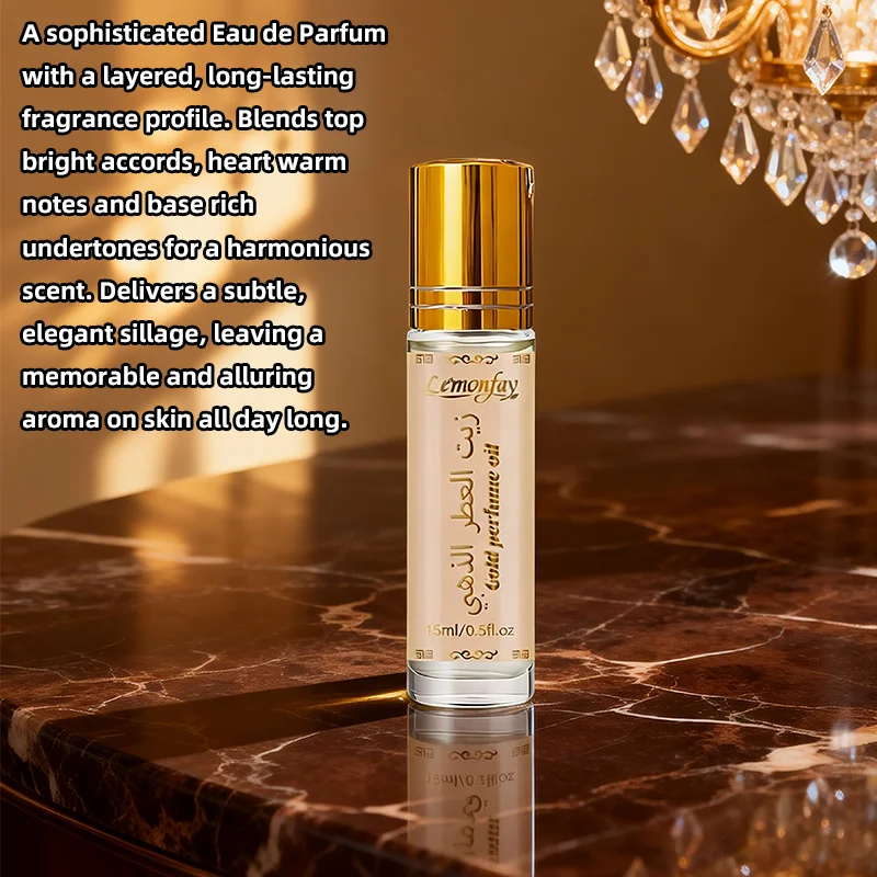 Lemonfay Luxury Gold Perfume Oil Roll-On 15ml/0.5fl.oz Arabian Fragrance Long Lasting Scent for Travel Gifting view 5
