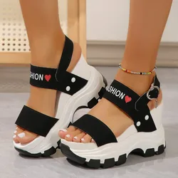 Platform Sandals Women 2024 New Summer Chunky High Heels Female Gladiator Wedges Shoes for Women Fish Toe Red Sandalia Feminina