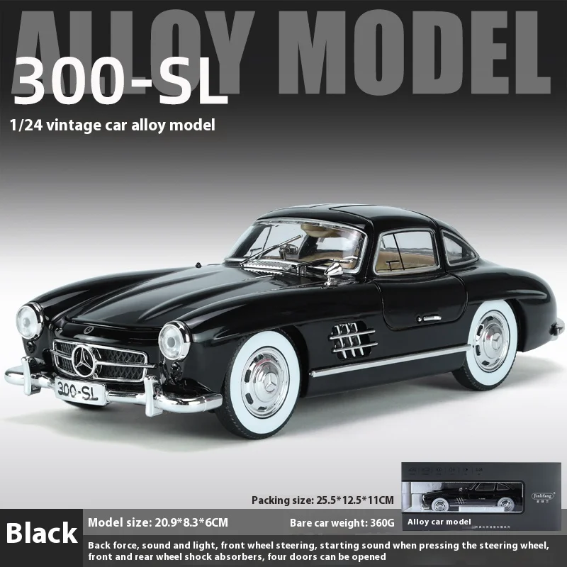 1/24 Benzs 300SL Alloy Car Model Diecasts Metal Toy Classic Vehicles Car Model Simulation Sound Light Collection Childrens Gifts image 3