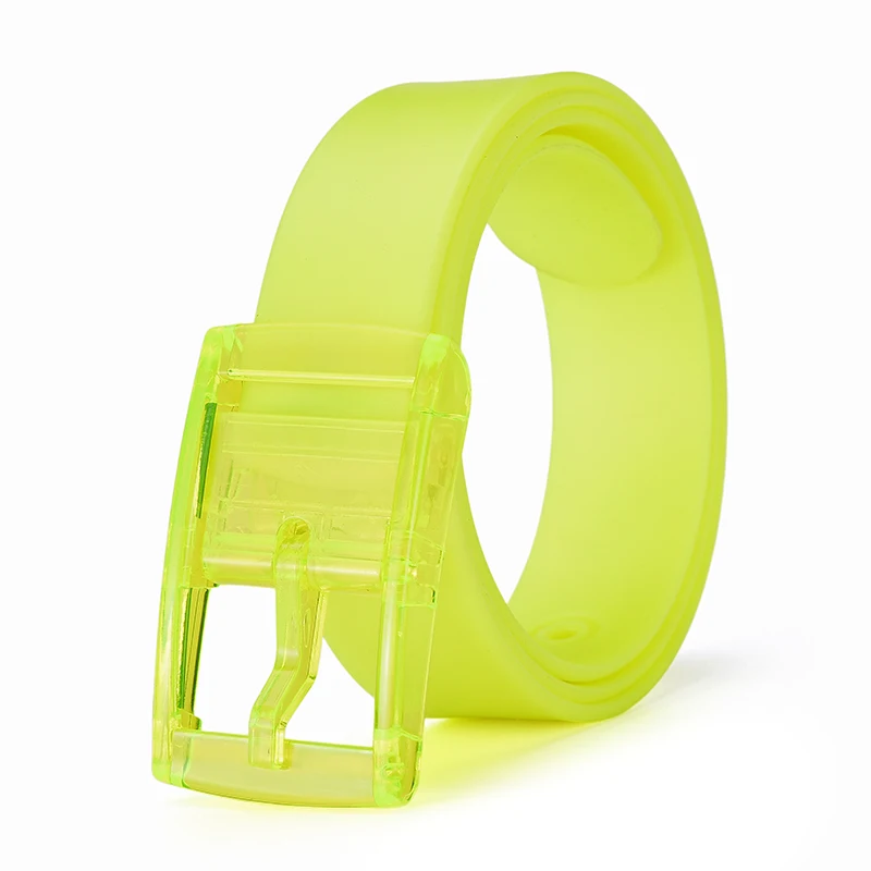 Universal Colored Silicone Candy Color Square Pin Buckle Belt Fashion Match Casual Pants Belt Trendy Women's Banquet Gifts