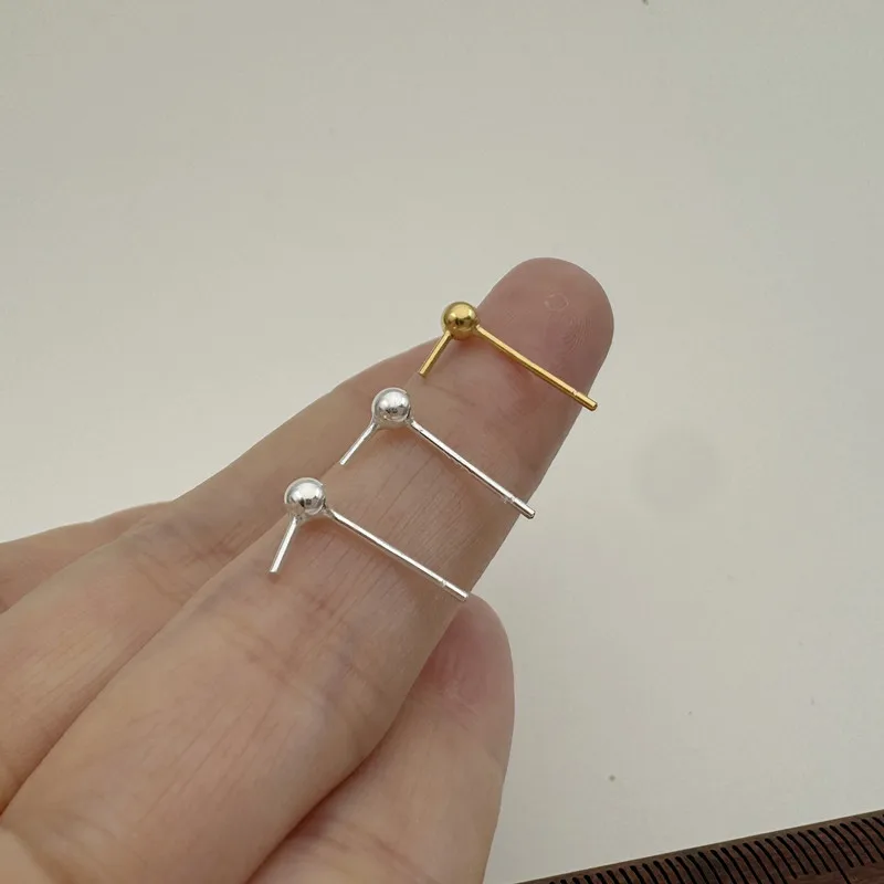 1 زوج الصلبة 925 فضة 3 مللي متر القرط ل حبات اللؤلؤ المستديرة DIY بها بنفسك اكسسوارات صنع مكونات العثور