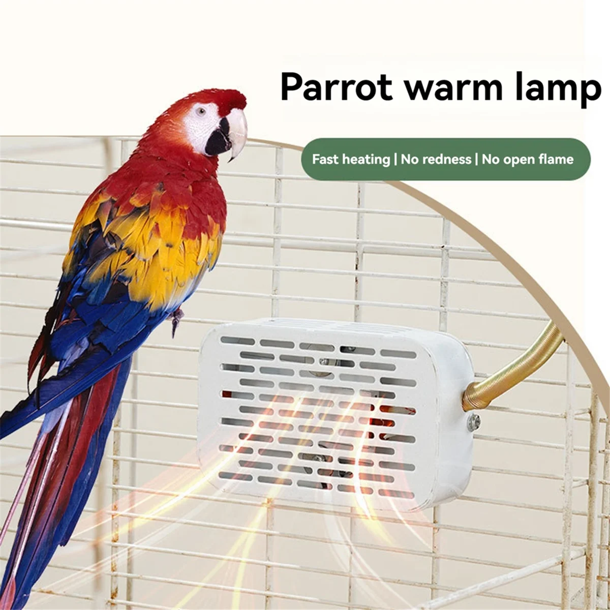 Bird Cage Heater Simulated Natural Environment Lighting Warming Heat Lamp Anti Bite Warmer Light for Parrots Parrot