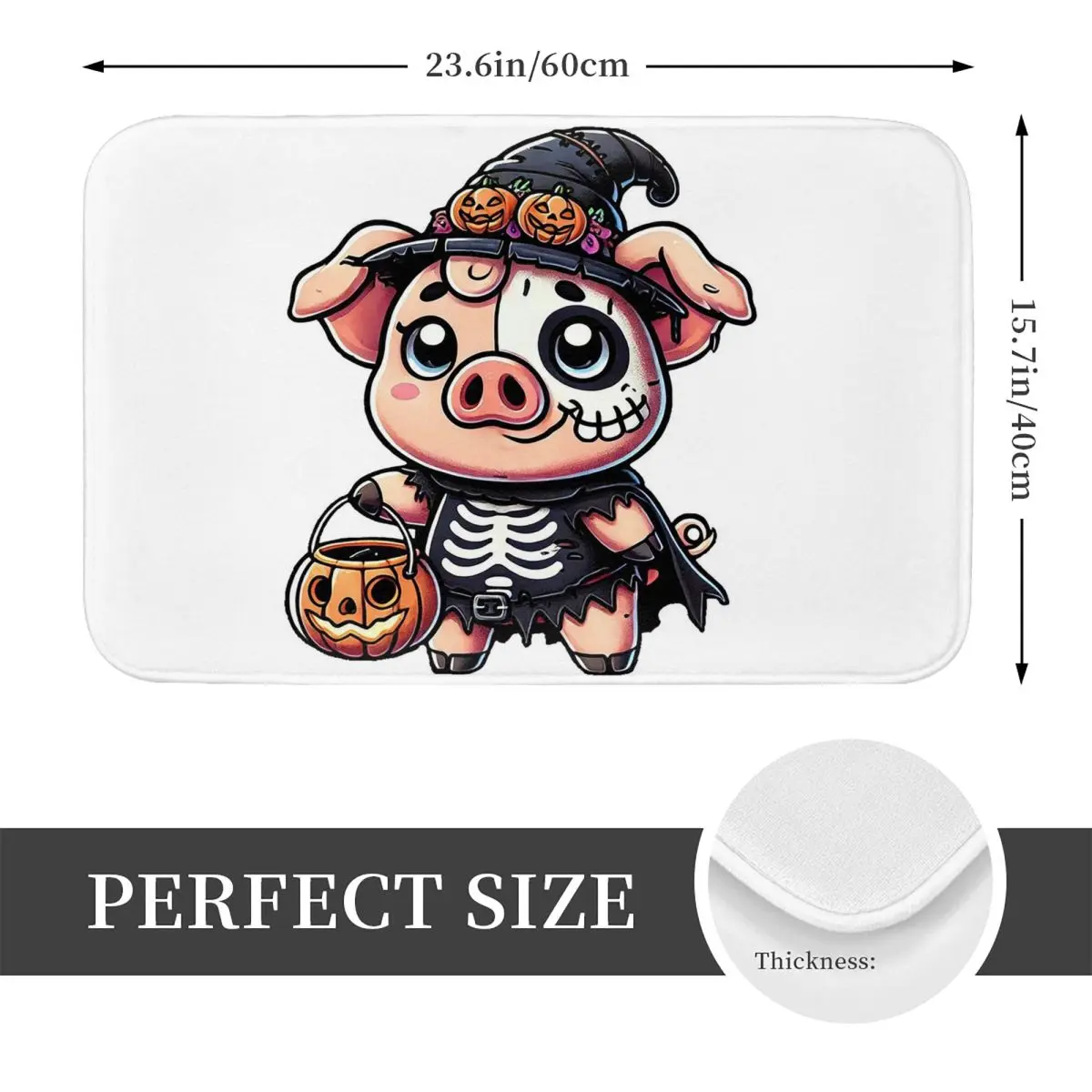 Cute Halloween Pig In Skeleton Costume Doormat Floor Mat Durable Carpet Rug for Kitchen Entrance Home Balcony Footpad Mats