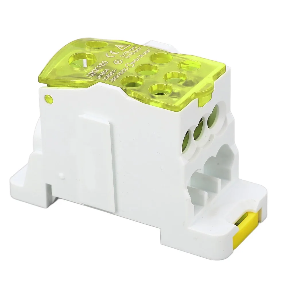 

Durable 160A DIN Rail Terminal Block 690V Yellow Terminal Distribution Box Distribution Box Power Distribution