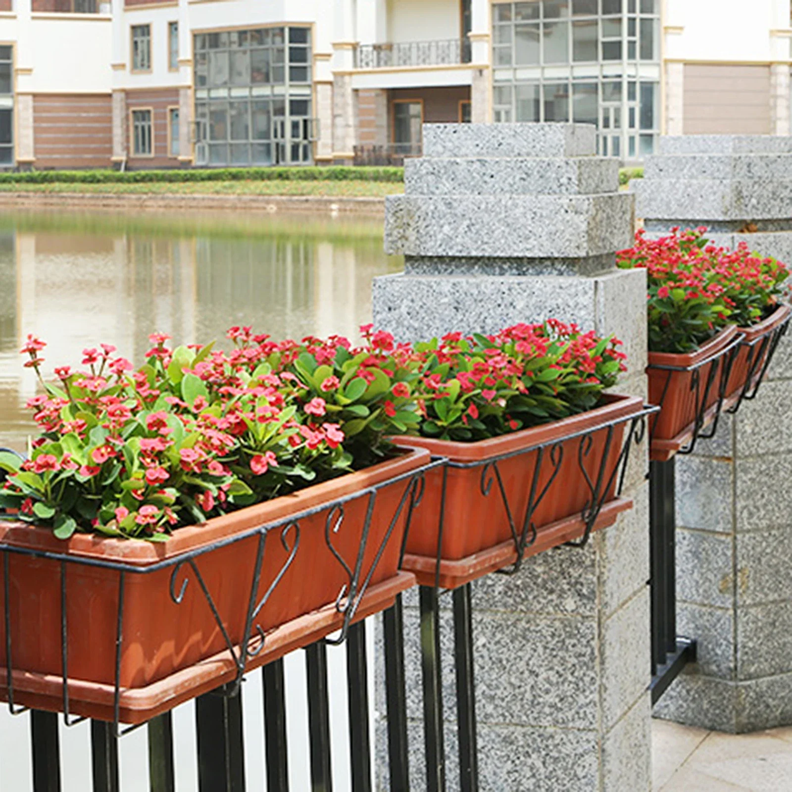 Flower Pot Hanger Trough Holder For Use On Balconies Holders Hangers WHite Basket Window Box Hook PLANTER Fences Or Railings