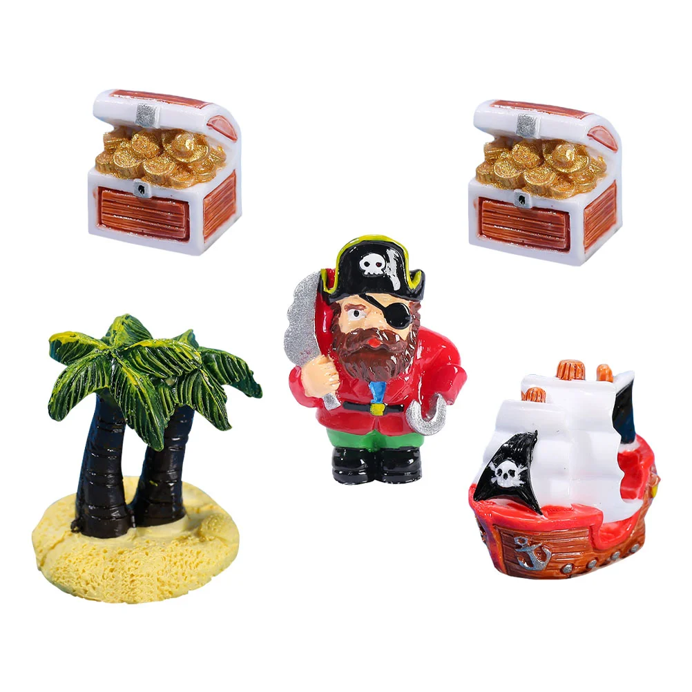 Pirate Ornaments Party Favor Miniature Beach Figures Cake Decorations Ship Toy House