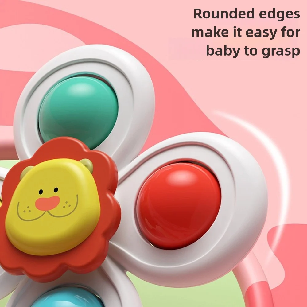 3 pcs Cartoon suction cup for infants and young children, spinning toy, gyro rattle, chewable puzzle for babies aged 1-3 years