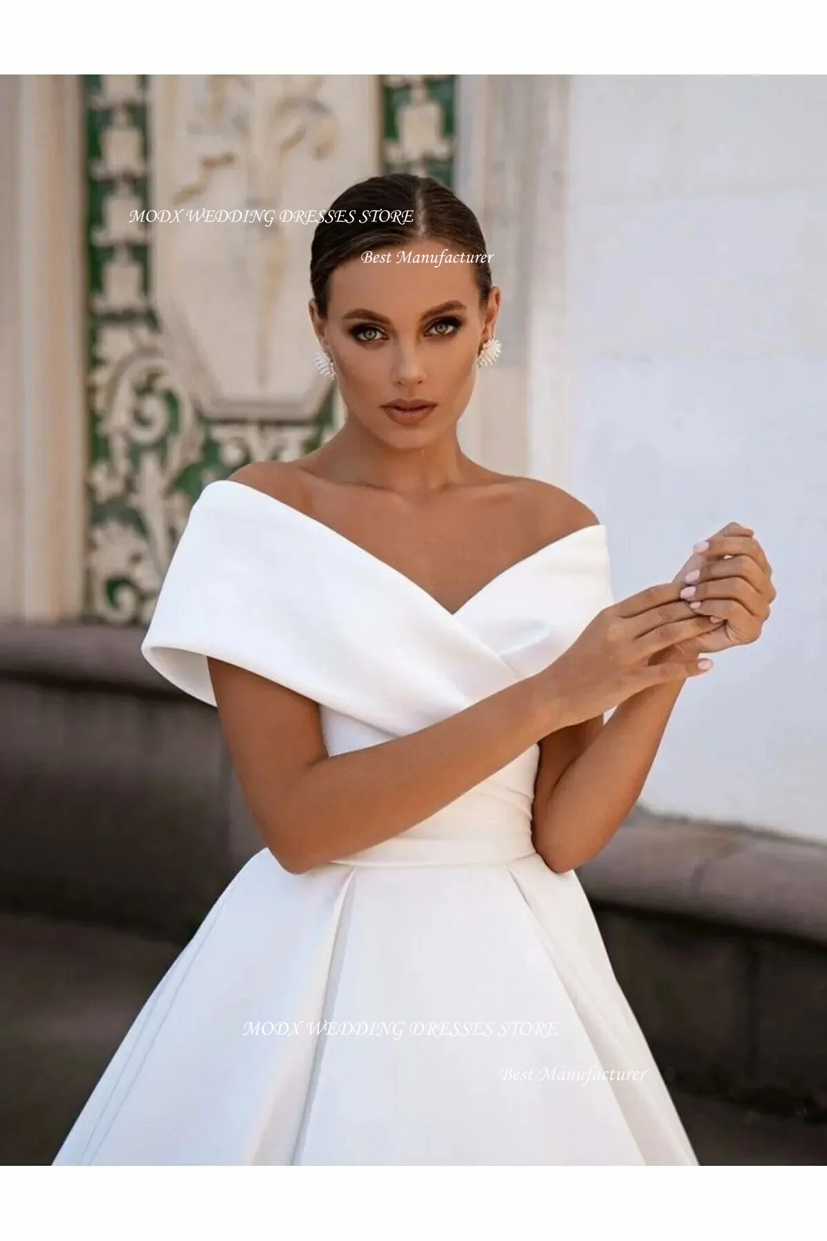 MODX-Robe de Mariée Classique Ligne A en Satin, Simple et Élégante, sur Mesure, Corset, 2025