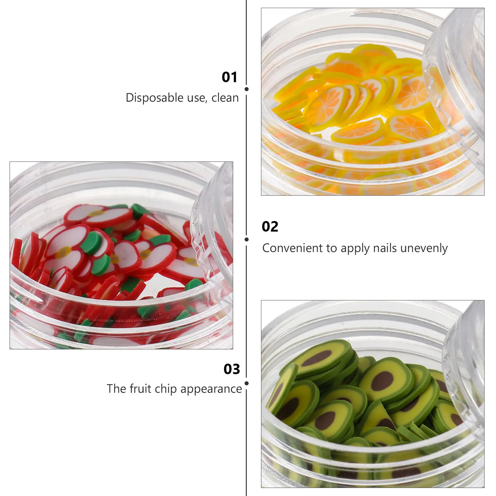 

Box 12-Color Fruit Slice Manicure Polymer Clay Nail Art Sequins DIY Epoxy Decor Nail Sequin Ornament Manicure Supplies