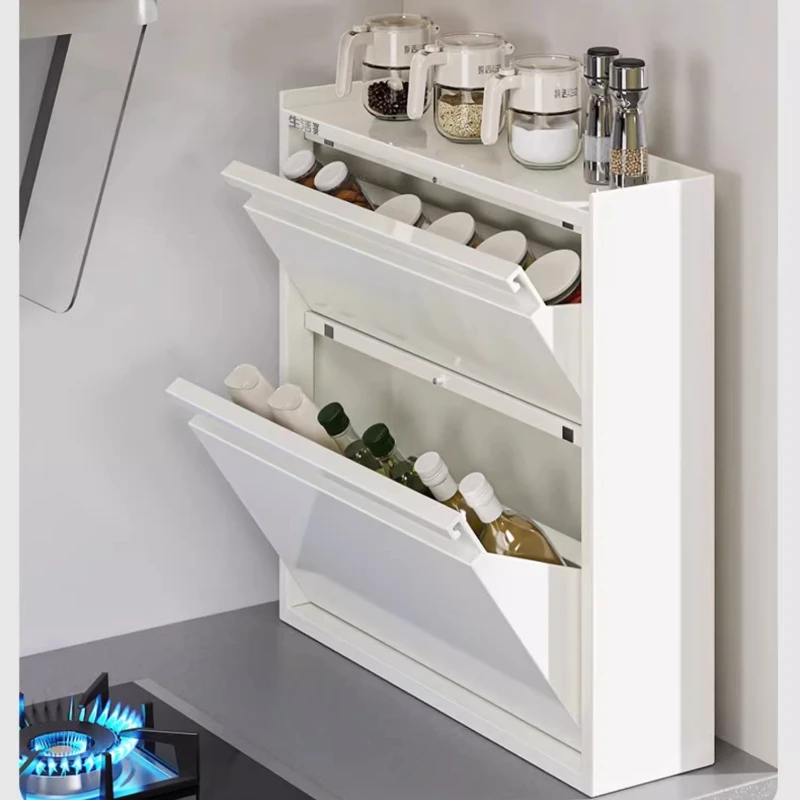 Space-saving Narrow Slit Seasoning Cabinet Kitchen Multi-functional Anti-pollution Storage Rack Load-bearing Kitchen Organizer