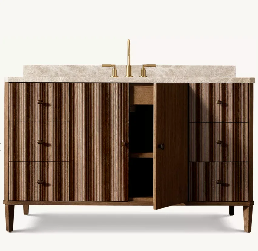 #Modern  Wood Bathroom Furniture Luxury Bathroom Cabinet Sets Single Extra Wide Vanity