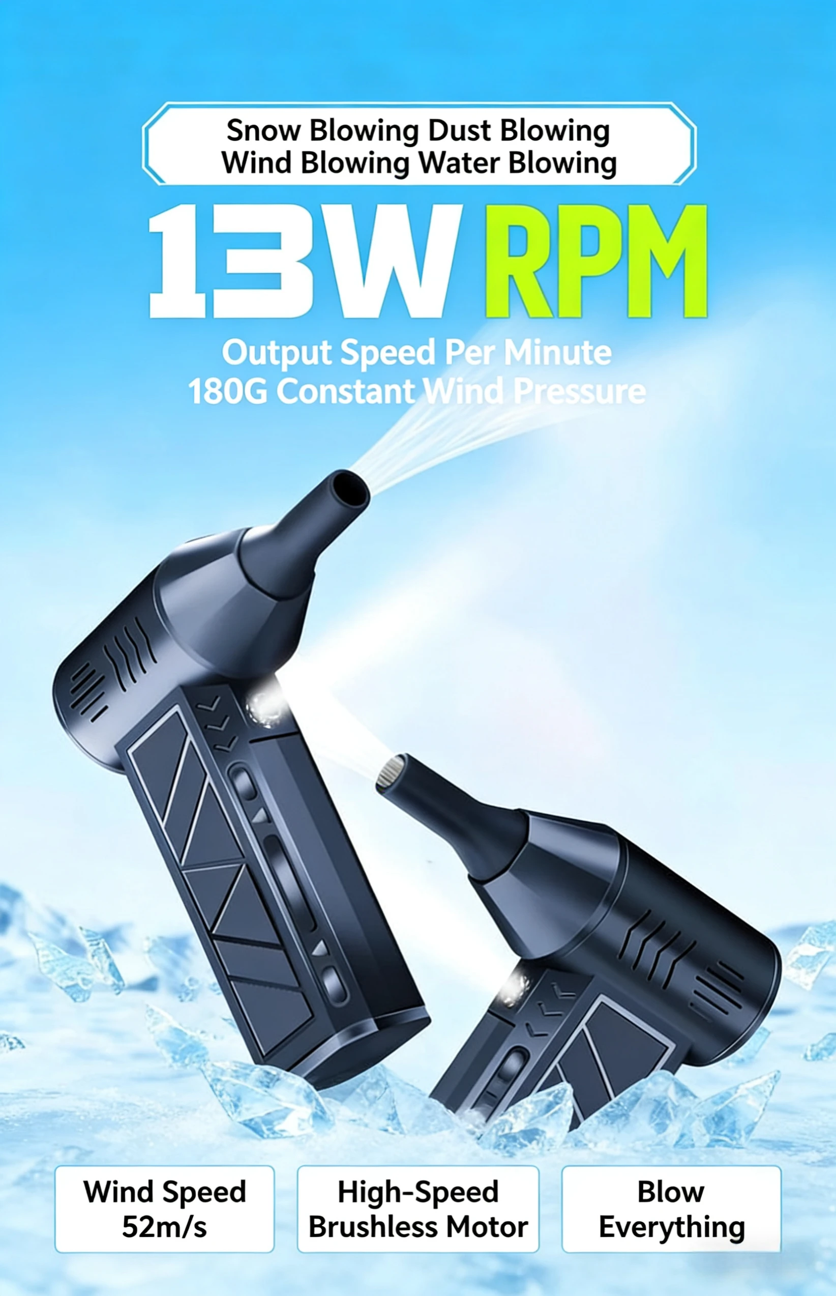 Violent turbine mini fan, multi-functional, high-speed motor with super strong wind force