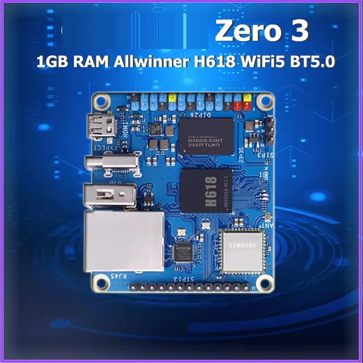 For Zero 3 1GB RAM Development Board DDR4 Allwinner H618 WiFi Bluetooth PC Zero3 Single Board Computer