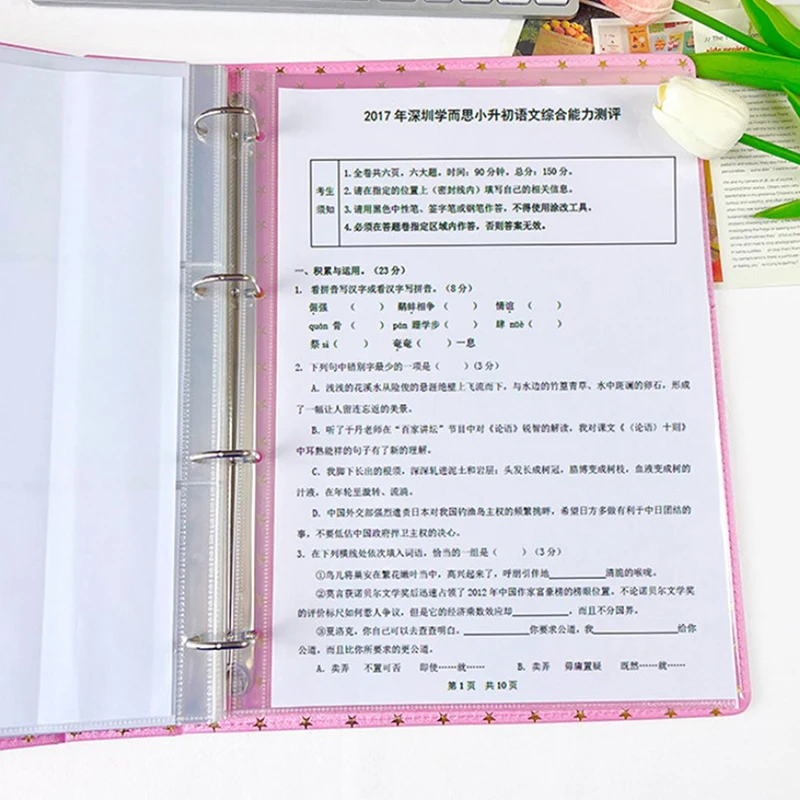 10Pcs A4 4 Holes Clear Ring Binder Refill Sleeve  Photocards Notebook Photo Album Card Page Entertainment hot sale