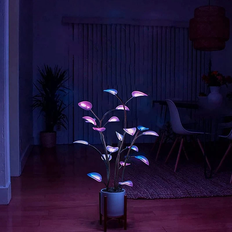 Magical Glowing Potted Plant Indoor Plant LED 3 Color-Changing Artificial Plants Bonsai Light Artificial (Without Pot) Durable