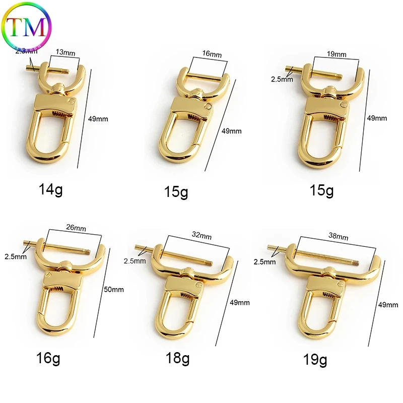 5Pcs K gold Light gold Gun black Metal Detachable Swivel Snap Hooks For Handbag Purse Carabiner Snap Hooks KeyChain Accessories