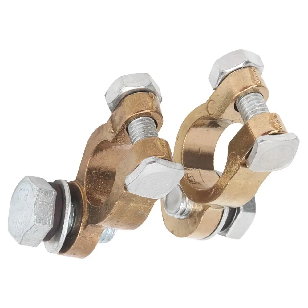 2PCS Pure Copper Battery Terminal Connectors Brass Alloy Car Battery Terminal Clamps Heavy Duty Secure Fit Protector Set Marine