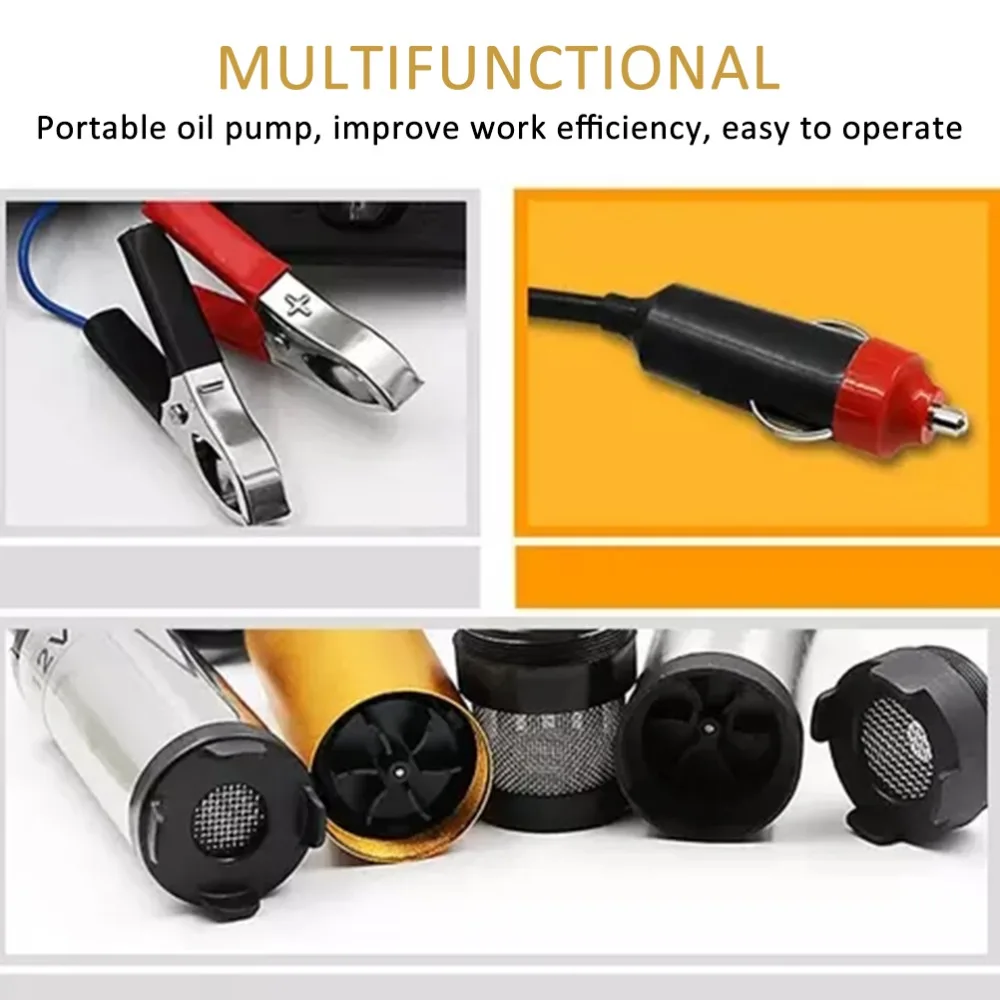 DC 12V Fluid Transfer Pump Portable Mini Oil Transfer Pump Filter Equipped Submersible Sump Pump Agricultural Emergency Use