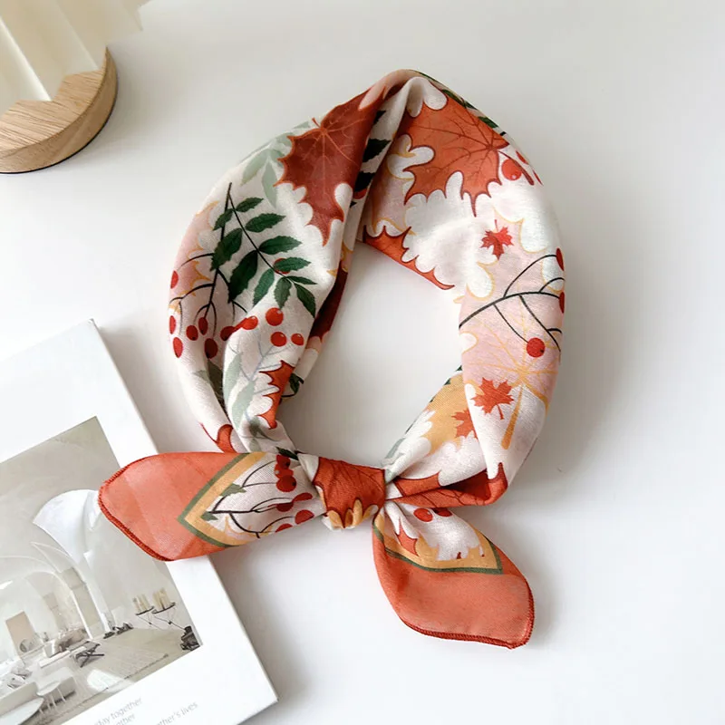 1pcs 55x55cm Cotton Small Square Scarf For Women Flower Floral Pattern Head Neck Scarves Scarf Soft Pocket Square Scarf