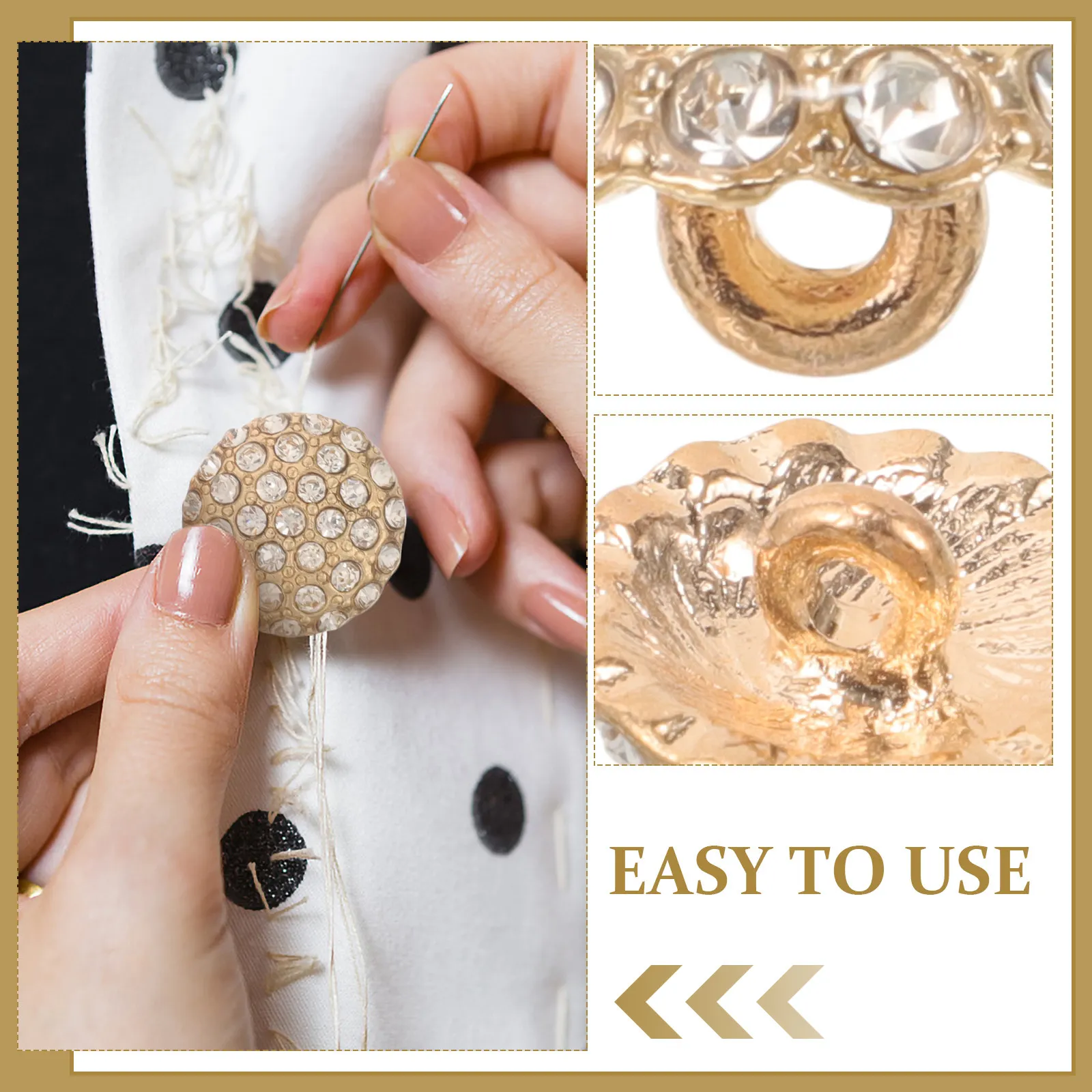 10Pcs 15Mm Rhinestone Coat Buttons for Sewing Elegant Sweater Jacket DIY Clothing Replacement Fasteners