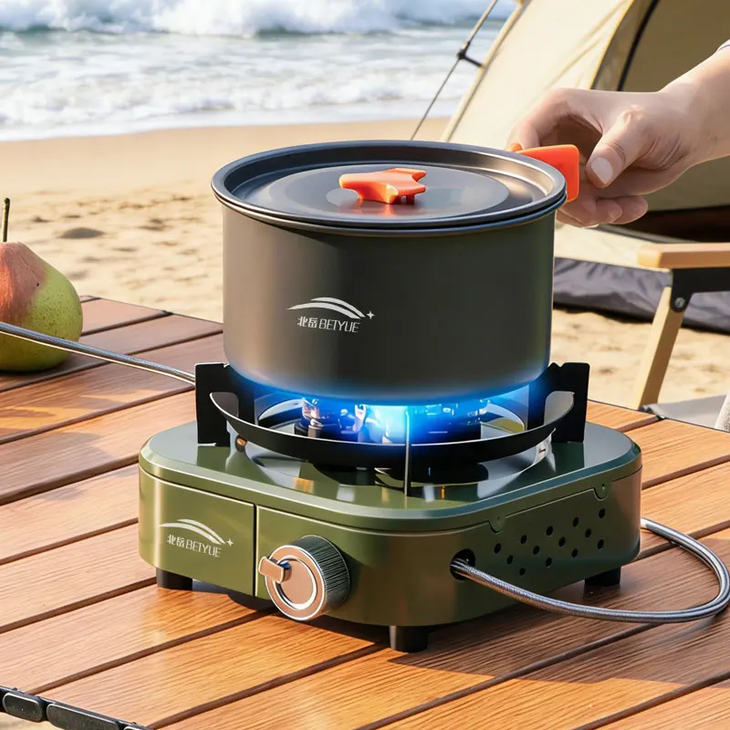 

Beiyue 8800W Camping Gas Stove Black Green High Firepower Portable Suitable for Outdoor Camping Beach Bbq Picnic Hiking