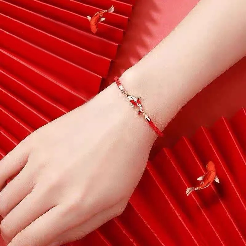 5/2/1Pc Good Luck Bracelet Braided Rope Koi Bracelet Red String Valentine Gift Couple Gift