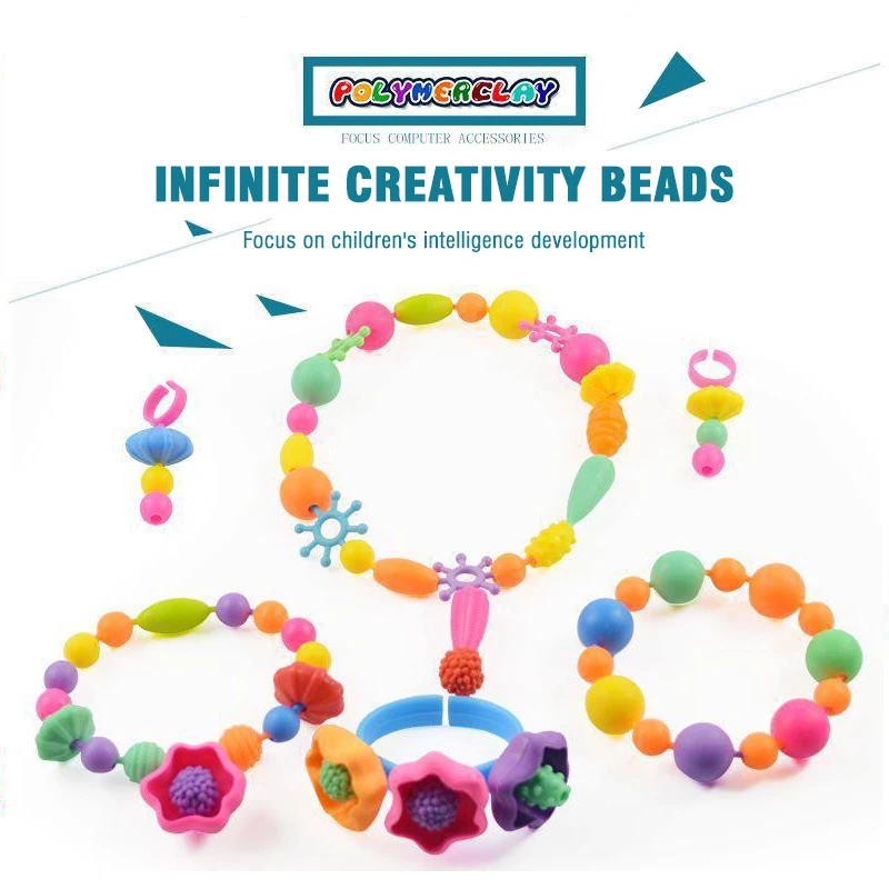 508/708/808/1008pcs DIY Handmade Beaded Kit Children Toy Multi-Shaped Colorful Bead Bracelet Necklace Arts Crafts Kid Xmas Gifts