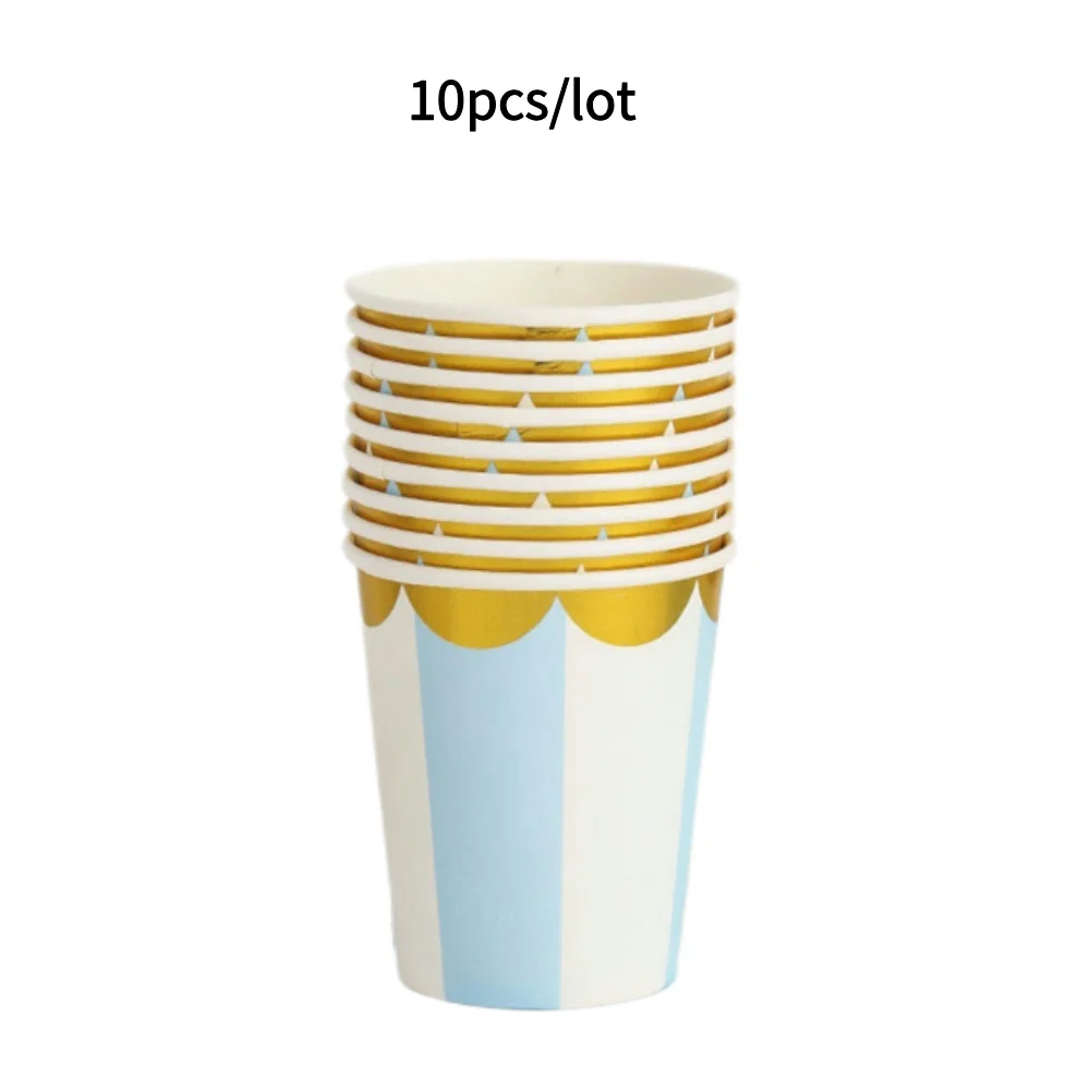 10PCS Farbige Pappbecher Gold Dot Rosa Blau Einwegbecher Hochzeit Geburtstag Party Einweggeschirr Einweg Pappbecher Set – Detail 9
