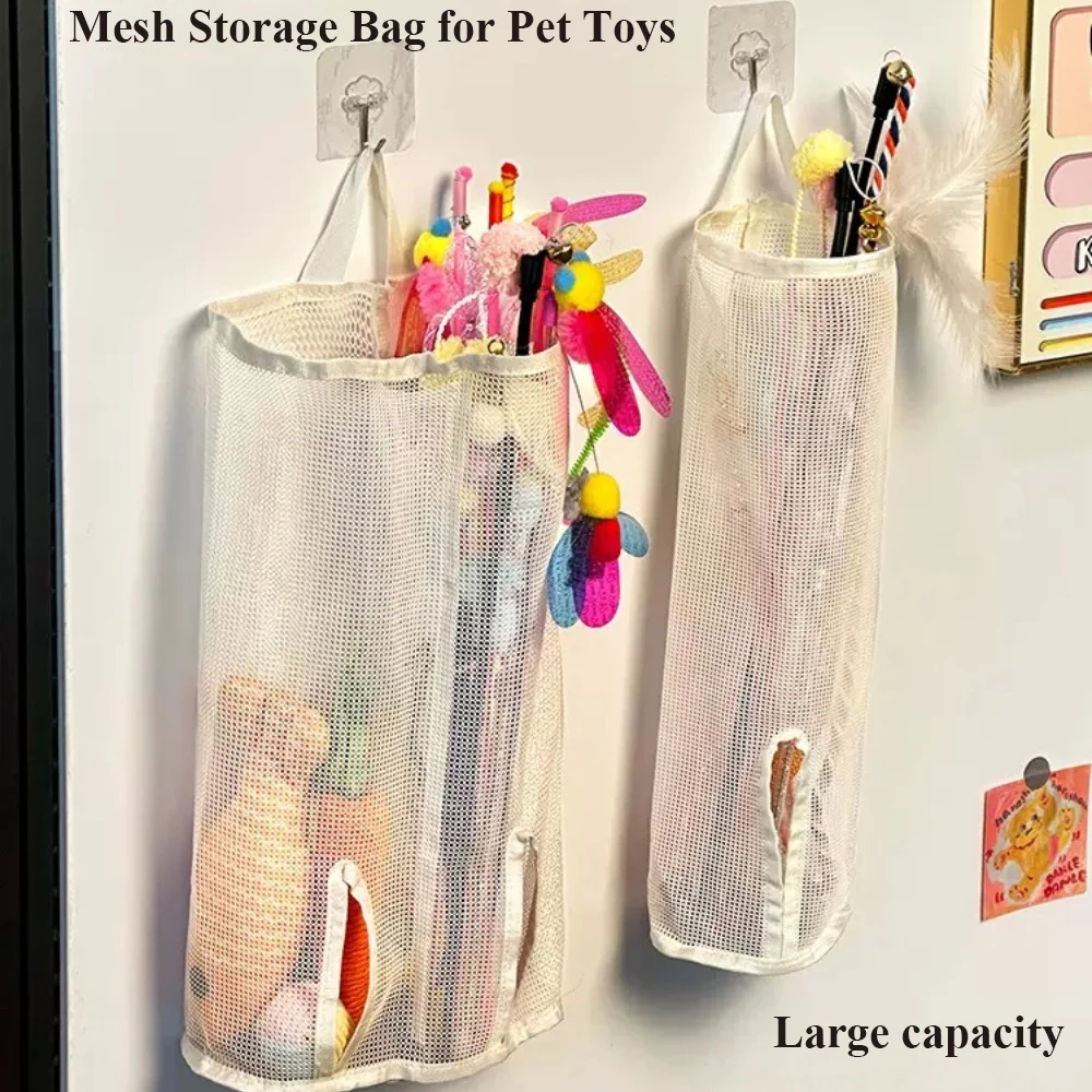 

Cat Stick Wall-Mounted Mesh Storage Gag-Suitable For Pet Toys, Cat Toy Storage, Puppy Toys Storage bag without Taking Up Space
