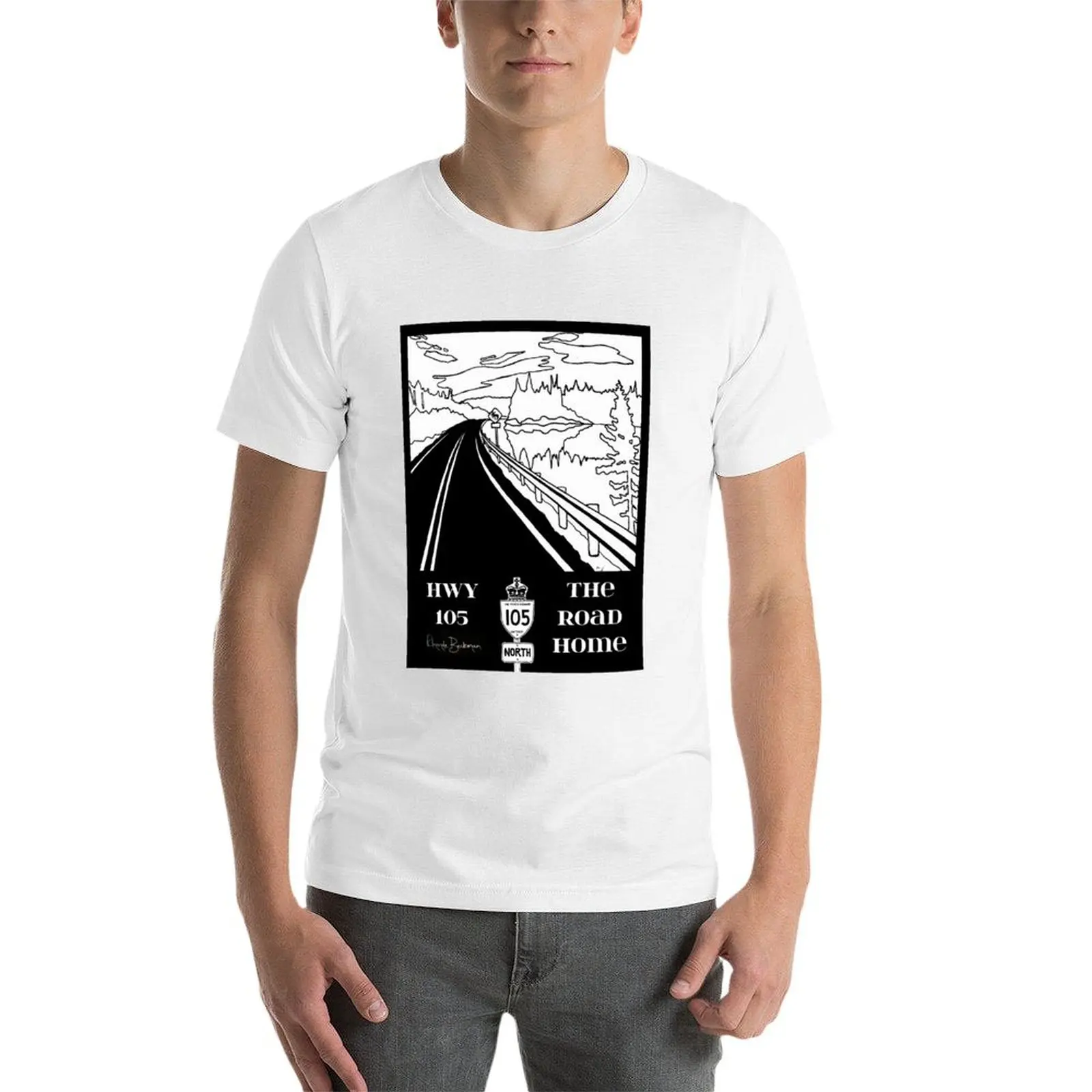 Highway 105 #1 vertical format T-Shirt t shirts for man slim fit funny t shirts dark humor T-Shirt