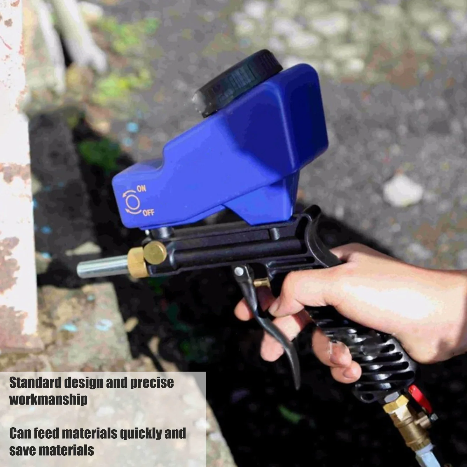 Gravity Feed Sandblasting Gun Air Sand Blaster Spray Handheld Tool 70‑150 PSI 6000RPM