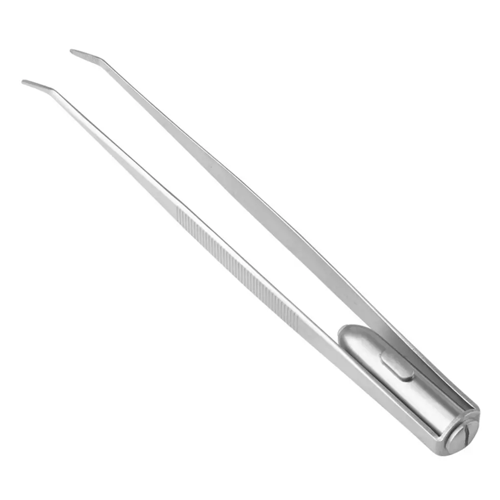 Stainless Steel LED Dental Oral Curved Tweezer Professional Home Use Flashlight Cotton Ball Pick Tools