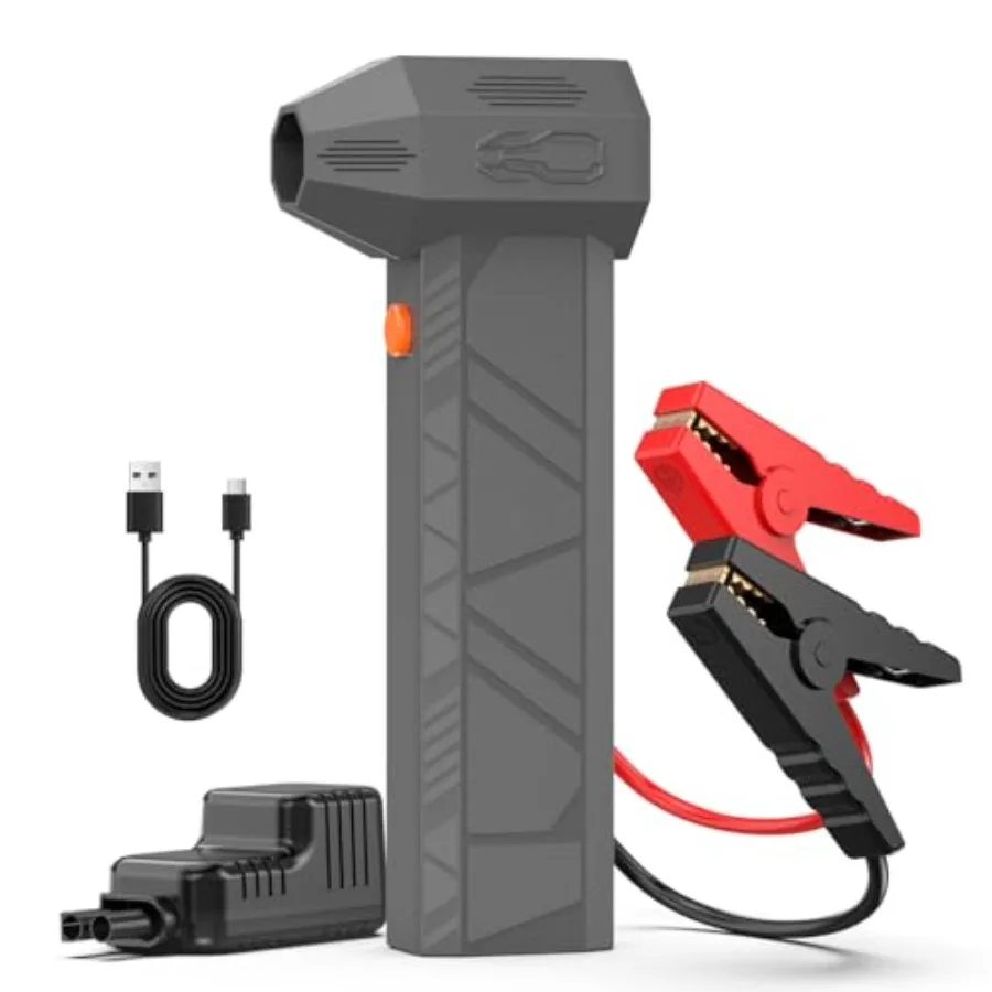 Car Jump Starter with 5000A Peak 16V Ultra-Fast Fan and 130K RPM Brushless Motor for Emergency Vehicle Starting 18 800mAh Power