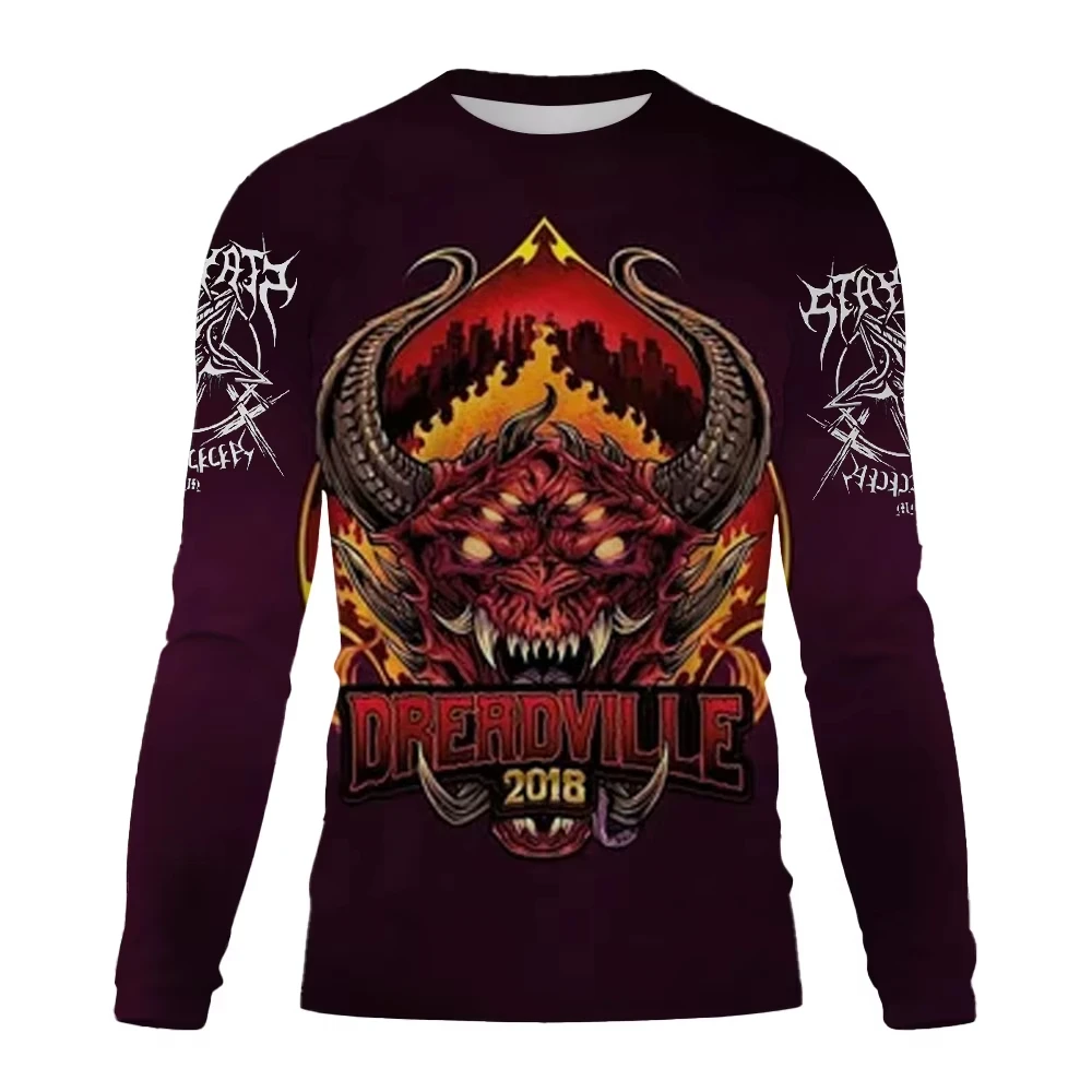 الرجال طويلة الأكمام التي شيرت ثلاثية الأبعاد روك باند القاتل تي شيرت مطبوع للرجال تي شيرت الهيب هوب عادية المتضخم التي شيرت Ropa hombre تي شيرت