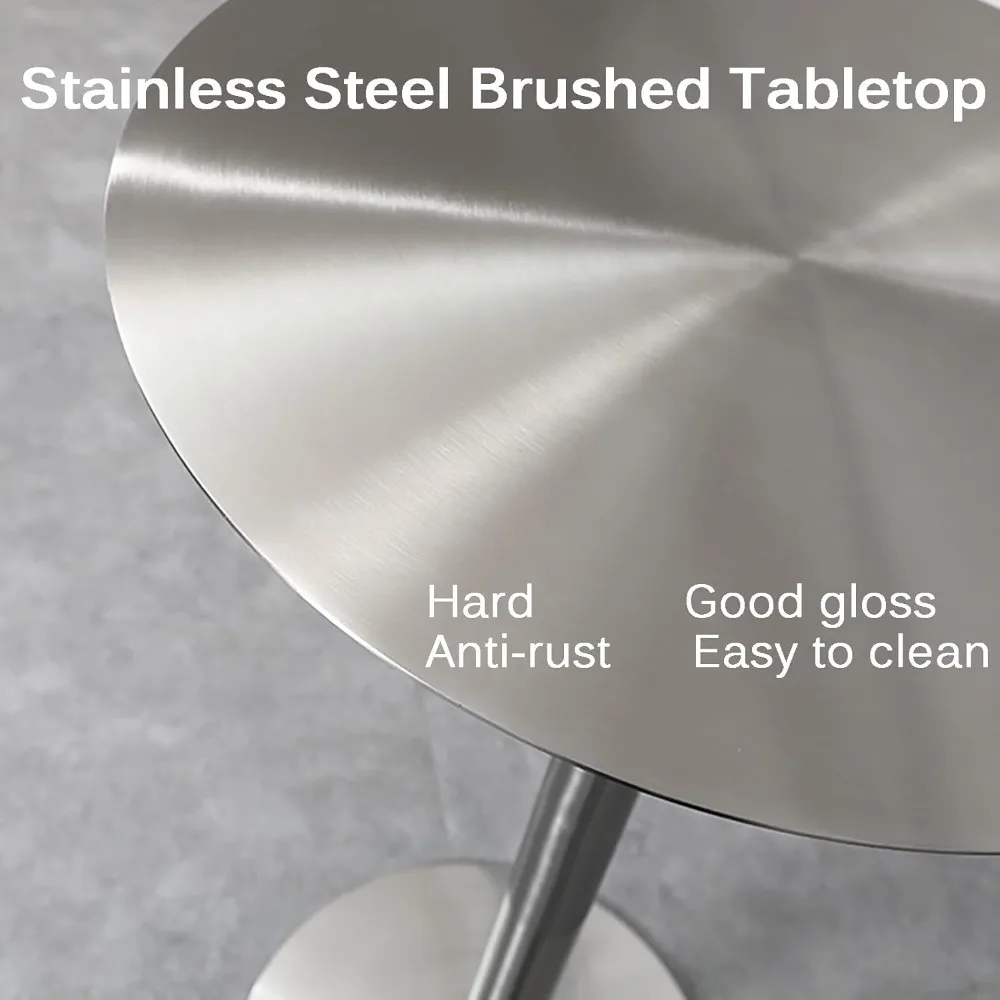 Round Side Table for Living Room, Dining Room, Cafe, Balcony, Stainless Steel Side Table, Modern Simple Metal End Table, 50cm