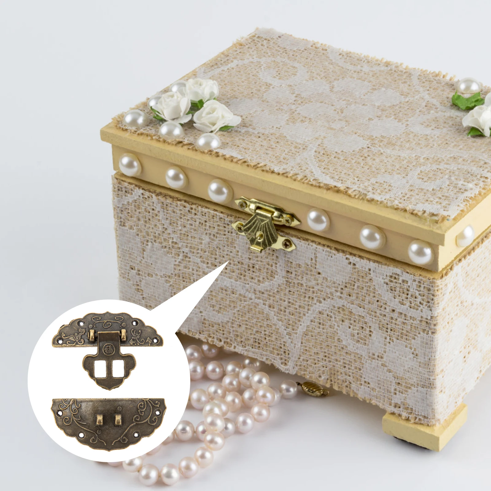 

4 Pcs Box Gift Retro Lock Buckle Plate Earring Case Jewelry Cabinet Vintage Clasp Latch