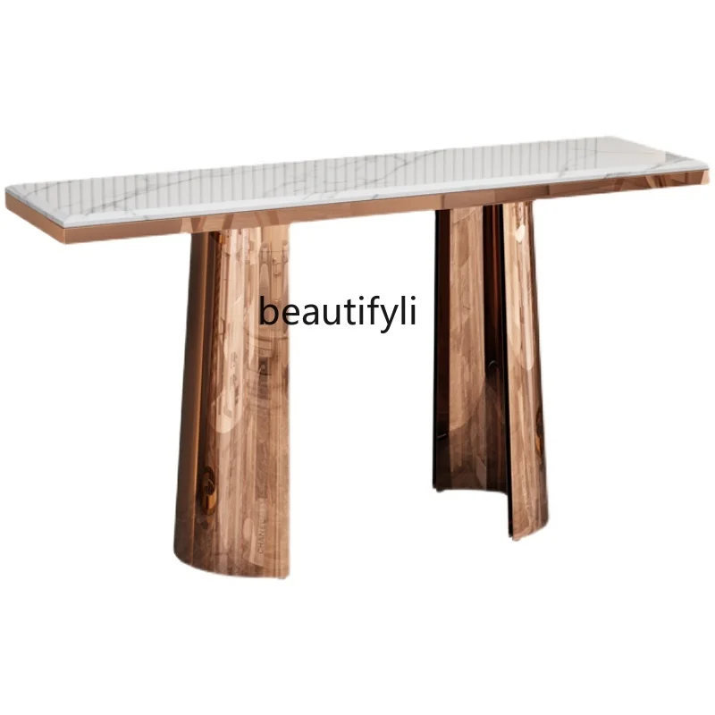 

yj Stainless Steel Console Table Wall Entrance Console a Long Narrow Table Decorative Table Lobby Entrance Cabinet