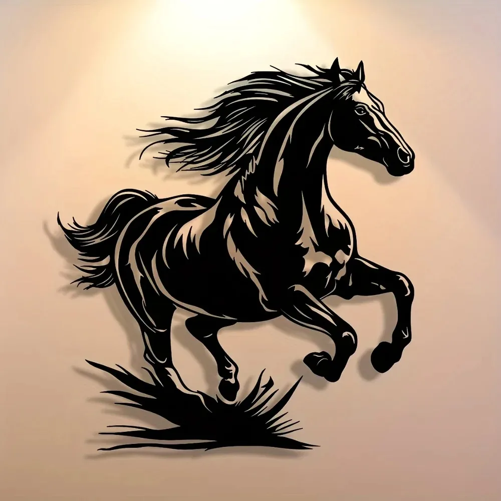 CIFBUY Wild Horse Running Metal Wall Art Minimalist Iron Decor for Home Office Patio Delicate Gift Hanging Ornament