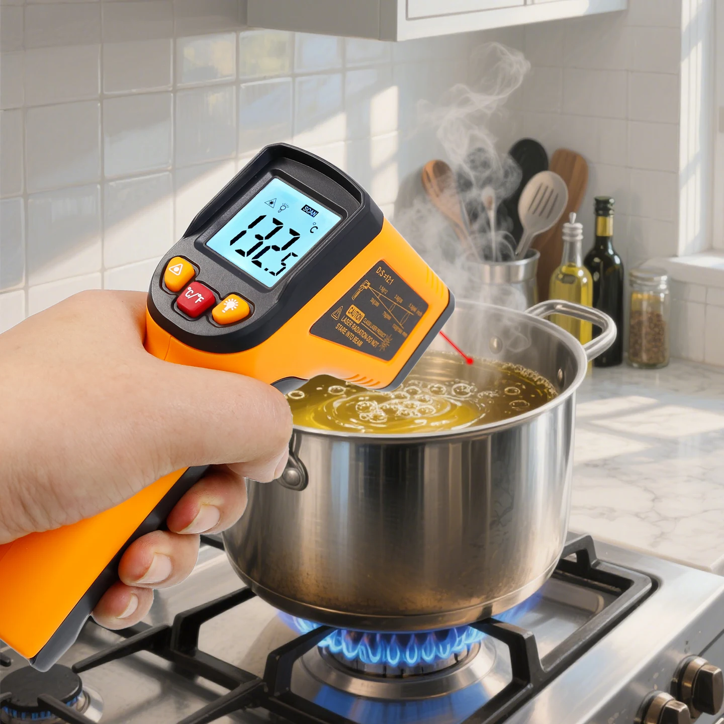 Infrarot-Thermometer, industrielle hochpräzise Temperaturpistole, elektronisches Wasser- und Öltemperaturmessgerät für Küche und Backen
