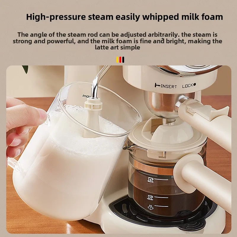 New Italian Coffee Maker Machine Household Small Semi-automatic Office Extraction and Foam Integrated Machine Brewing Coffee Pot