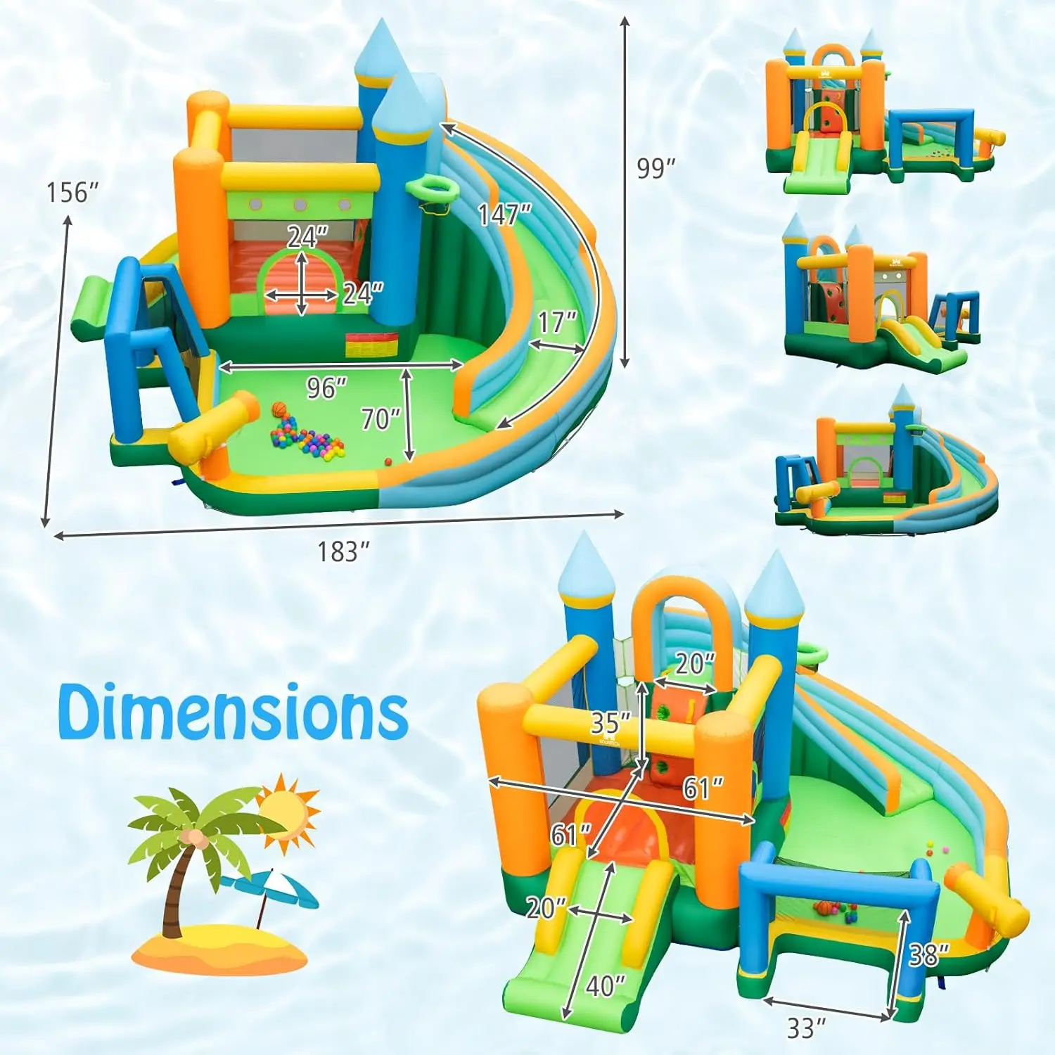 9-in-1 Inflatable Water Slide Bounce House for Big Kids - Dual Slides, Ocean Balls, Soccer Gate, Blower Included - Outdoor Backyard Jump Castle Gift view 3