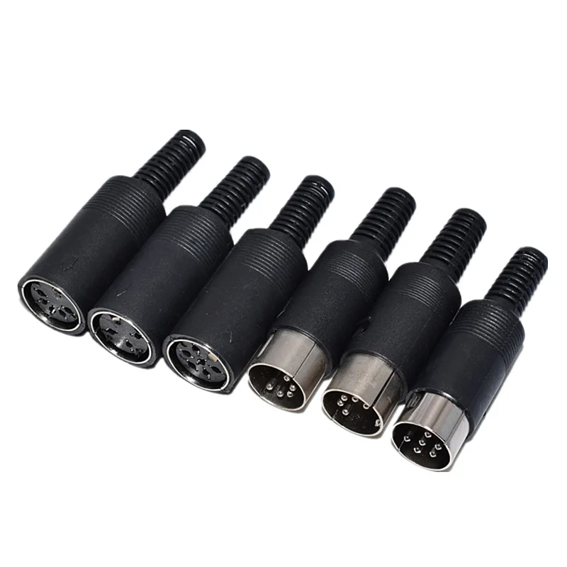 1Pcs Black DIN Circular Connector, Male/Female Chassis & Cable Mount Plug/Socket (3/4/5/6/7/8 Pin)