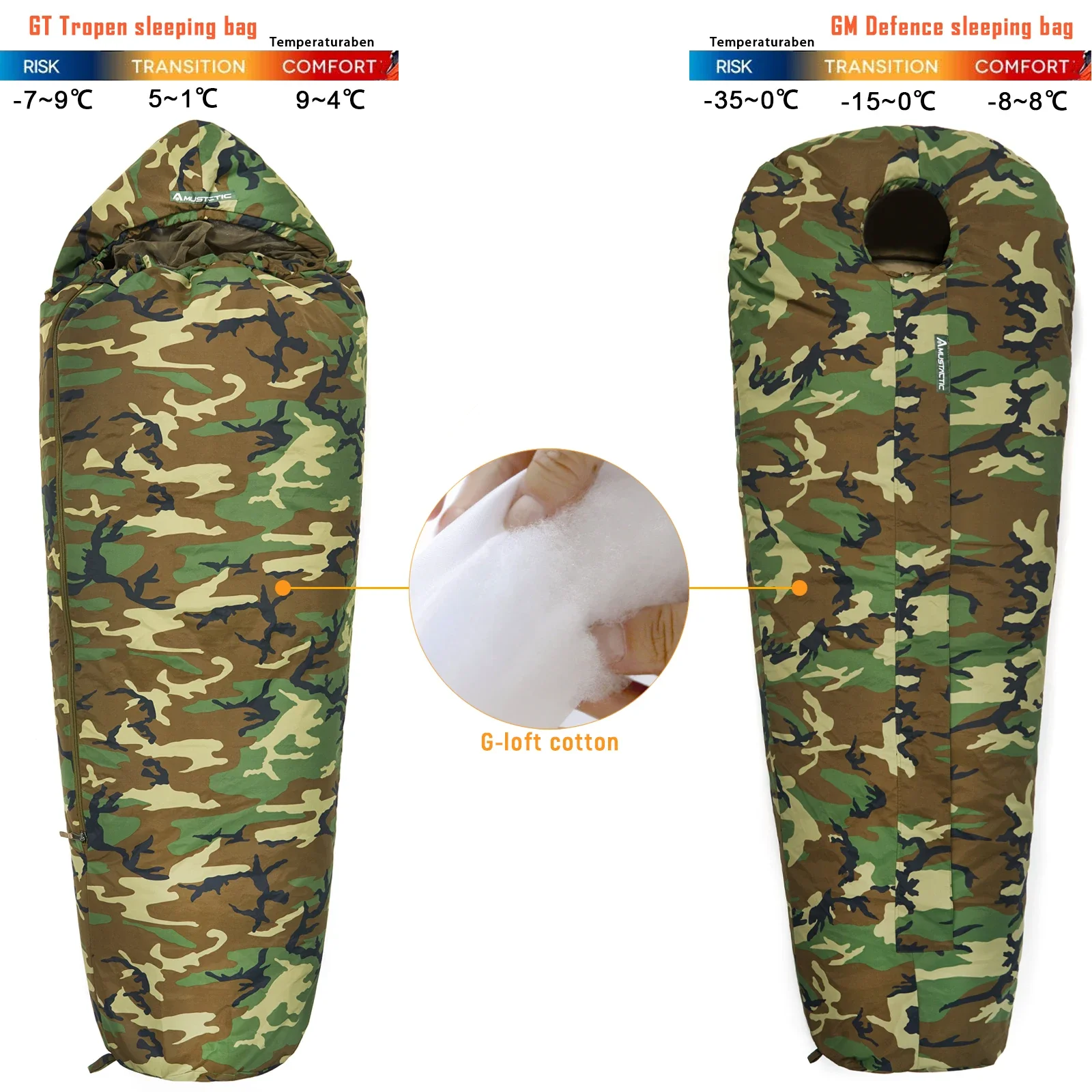 Woodland Camouflage Mummy Sleeping Bags All Seasons Bivy Sack Modular Sleeping System