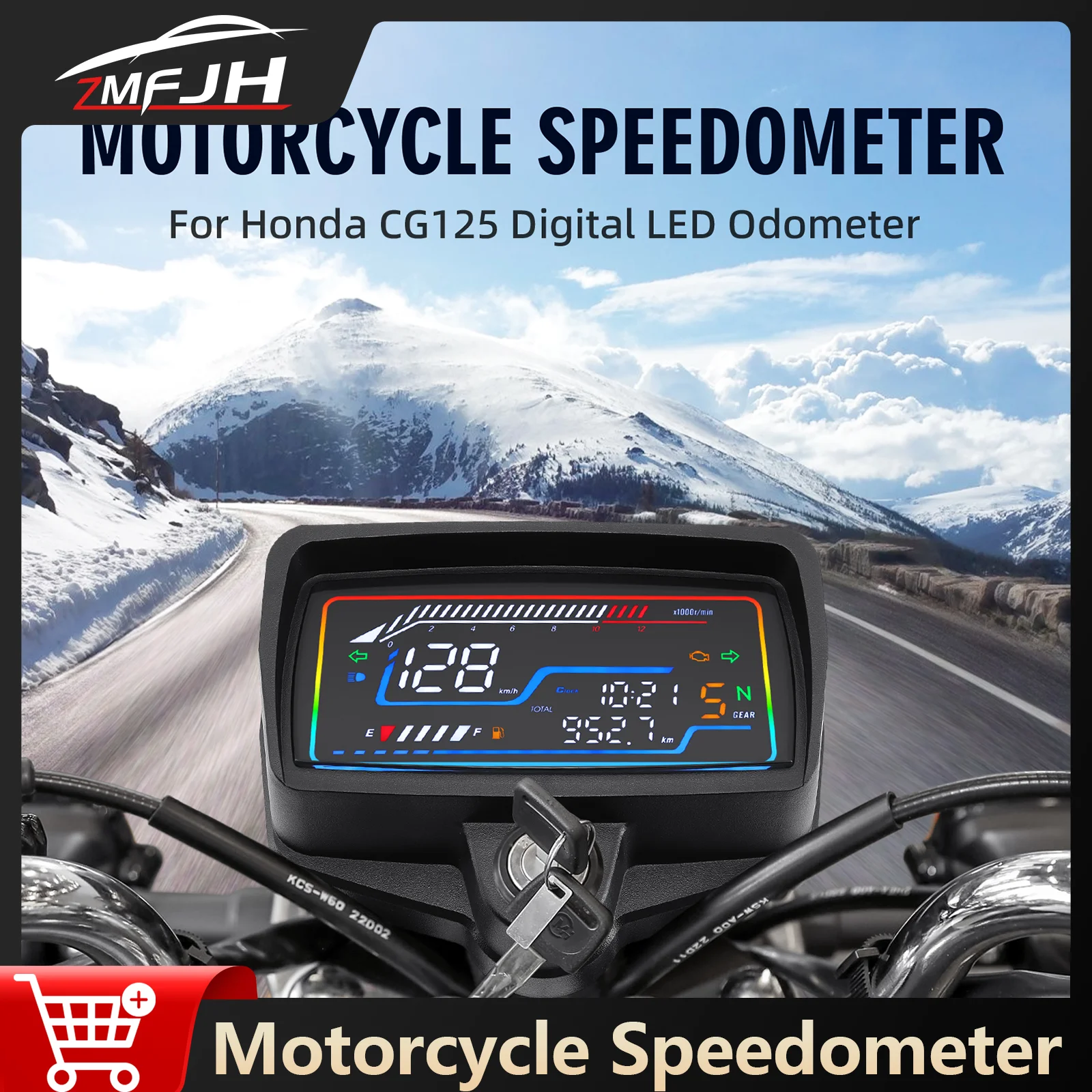 

Digital Motor Meter Speedometer For Honda CG125 CG150 Motorcycles LED Tachometer Odometer Gear Clock LCD Dashboard With Key Hole
